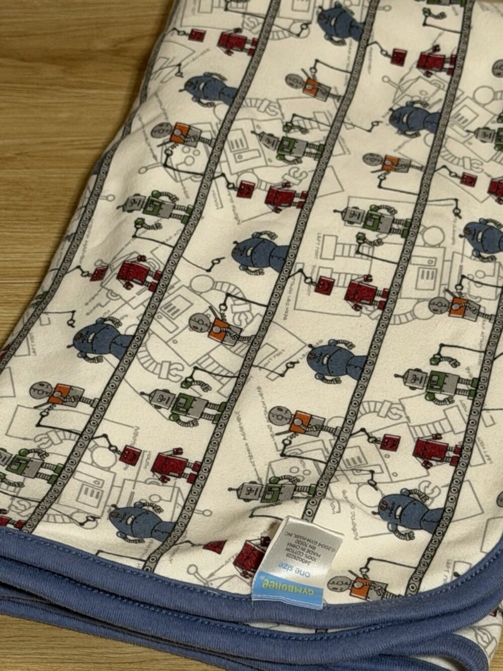 Gymboree Robot Blanket VTG Colorful Reversible Robo Shop Collection Kids Baby